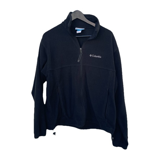 Columbia Mens M Black Fleece Jacket Full Zip Mock Neck. - Picture 1 of 8